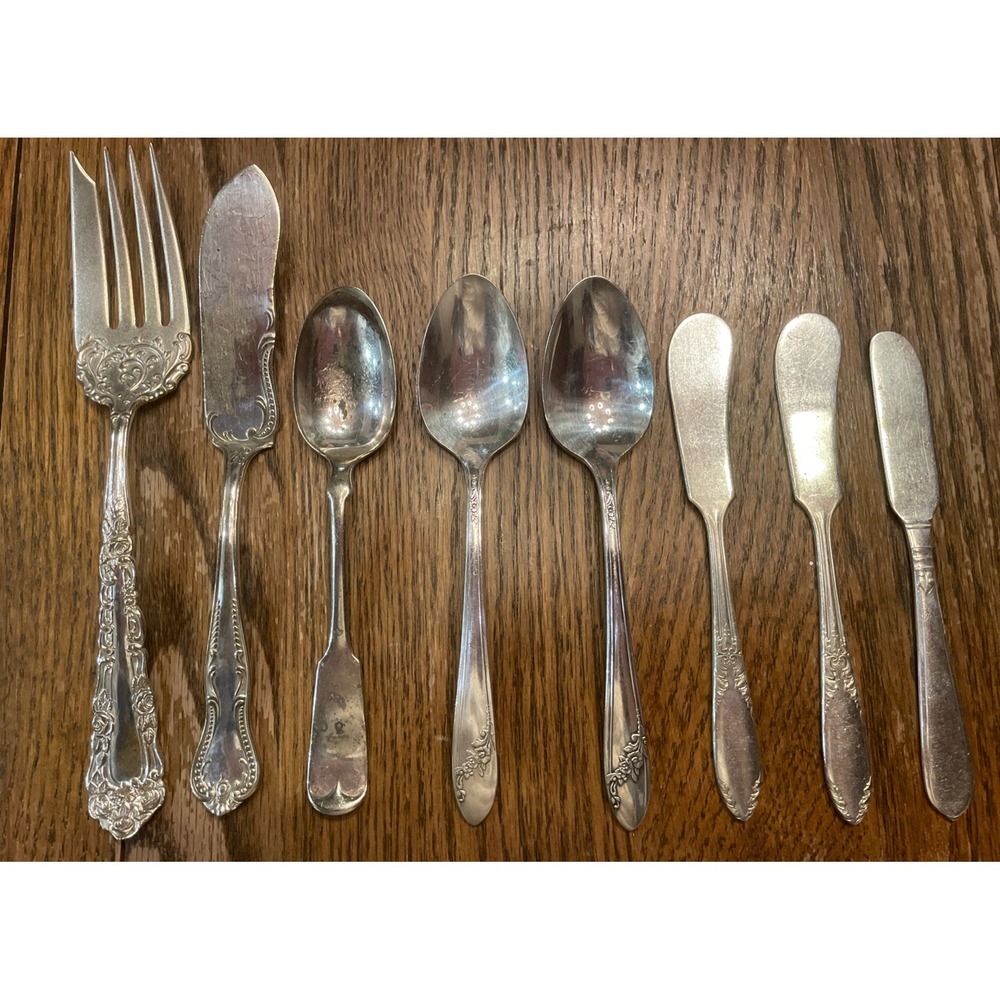 Vintage silver-plated Silverware Assortment Eight Pieces